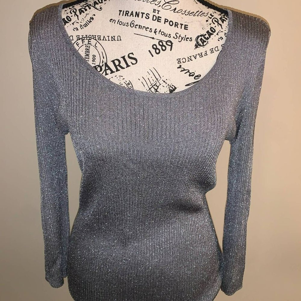 Dana Buchman Top Glittery Silver Medium